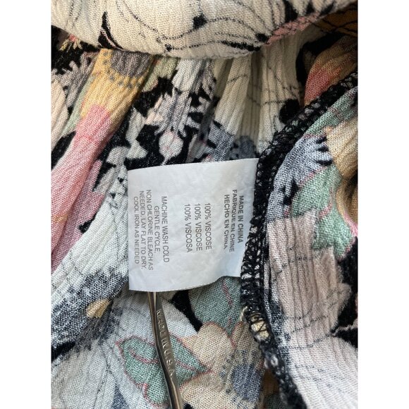 ONeill Peplum Top Size Small Floral VNeck 3/4 Sleeve Black Multi Bohemian Hippie - Picture 5 of 8